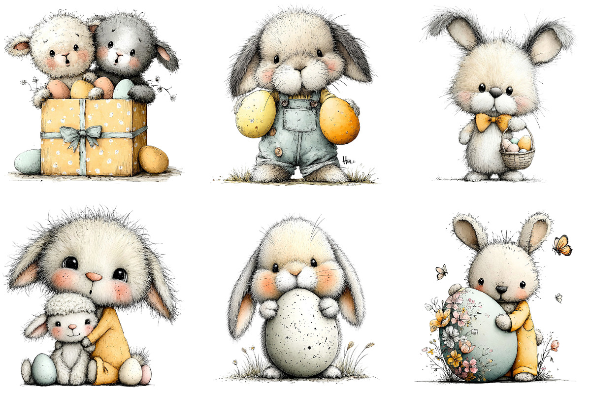 Fluffy Bunny Lamb Easter Clipart, an Illustration by Sublimation Artist (Photo 5 of 7)