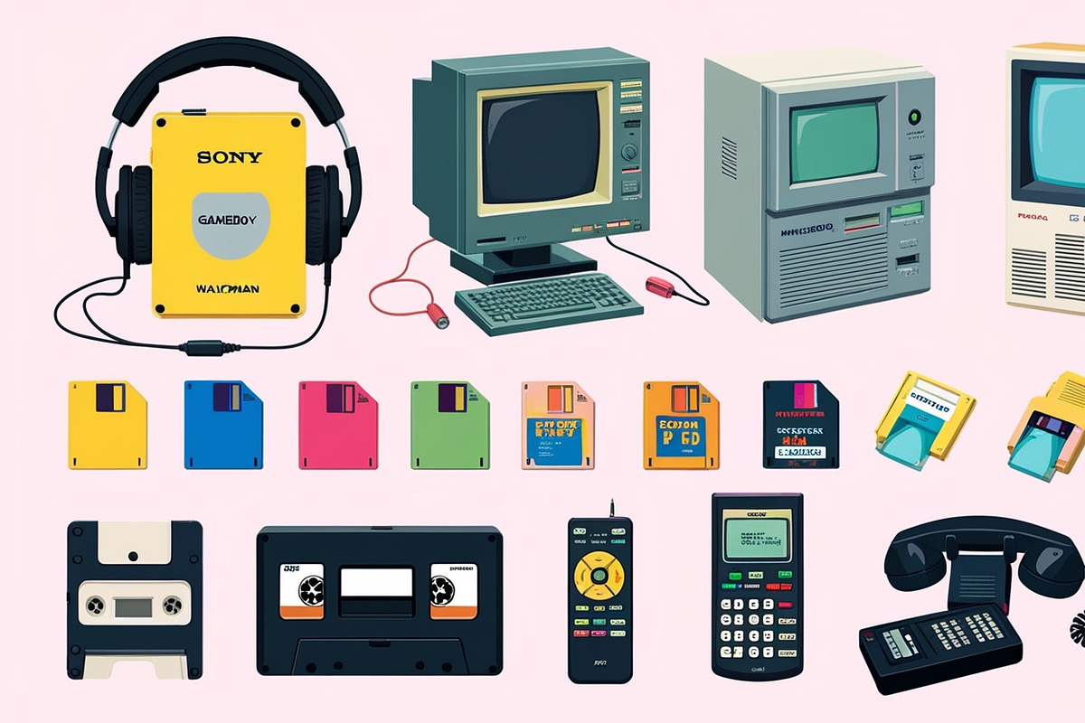 24 PNG 90s Retro Tech Icons Pack, a Background Graphic by adenpinkstore (Photo 2 of 6)
