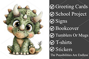 Whimsical Cute Dinosaur Clipart, a Seasonal Illustration by Canvas Craft (Thumbnail 3 of 7)