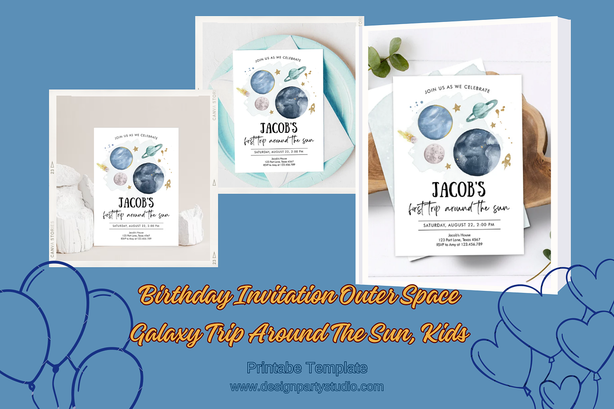 Birthday Invitation Kids Galaxy., a Print Template by designpartystudio
