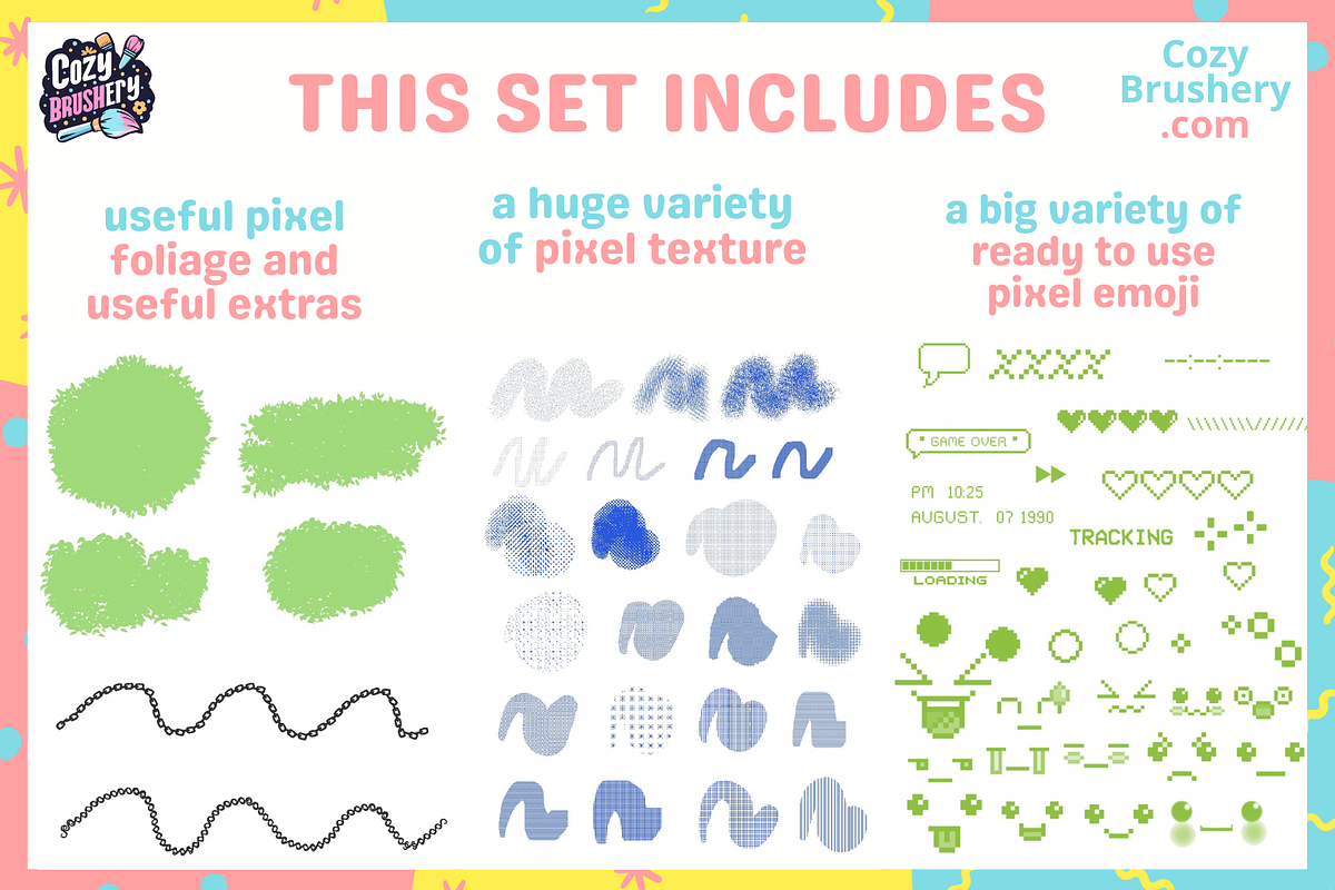 Procreate Perfect Pixel Brushes, a Brush Add-On by Cozy Brushery (Photo 5 of 10)