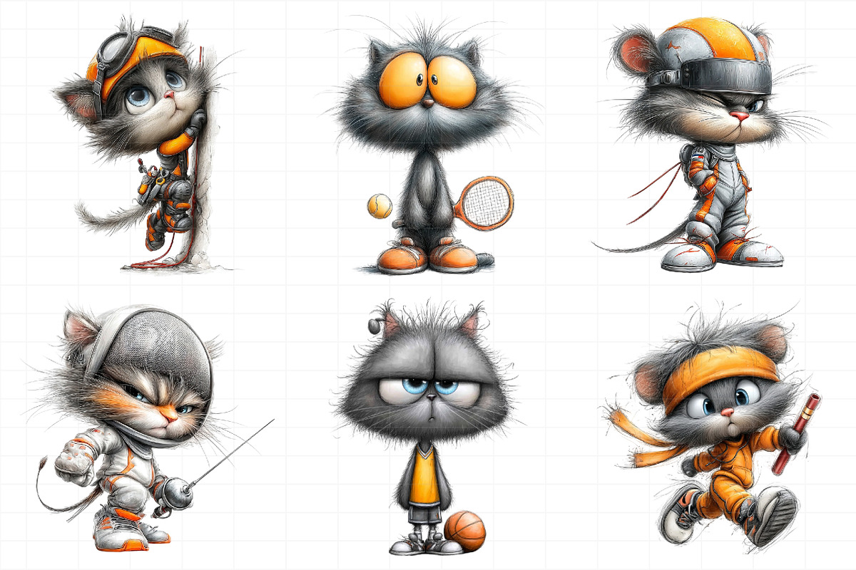 Sporty Cat Clipart Bundle, an Illustration by Daily.Designs (Photo 4 of 5)