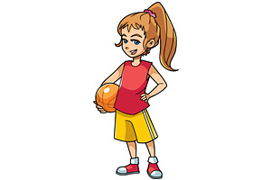 Basketball Girl On White