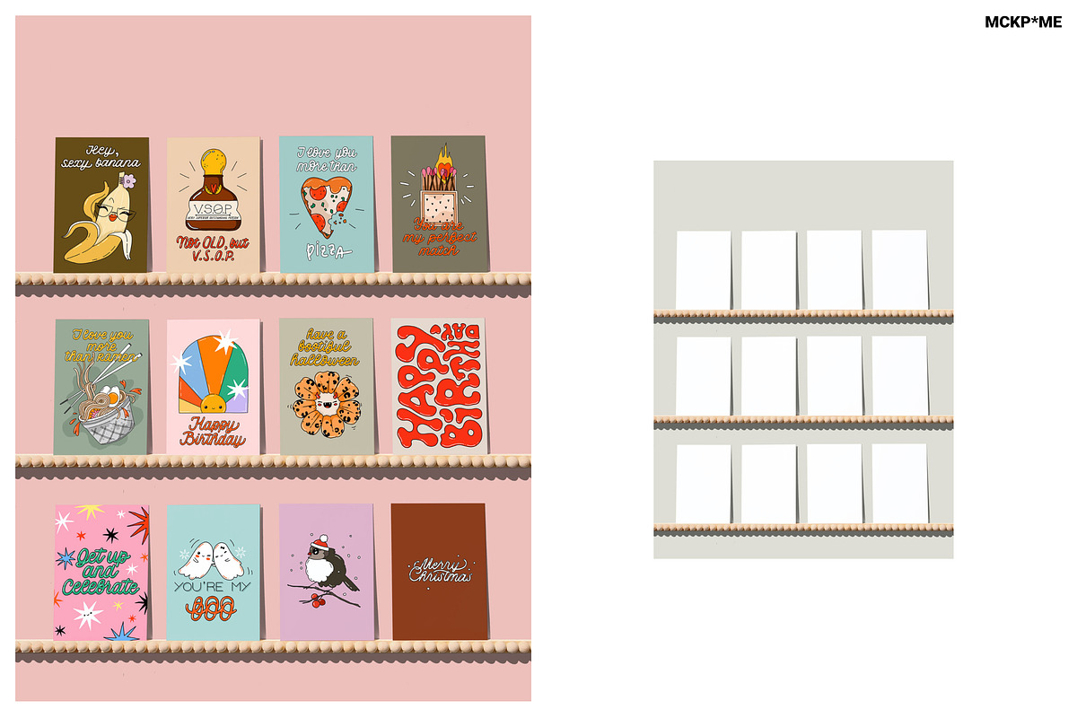 A6/B6/A5 CARDS ON BOBBIN SHELVES, a Merchandise Mockup by MCKP*ME (Photo 9 of 9)