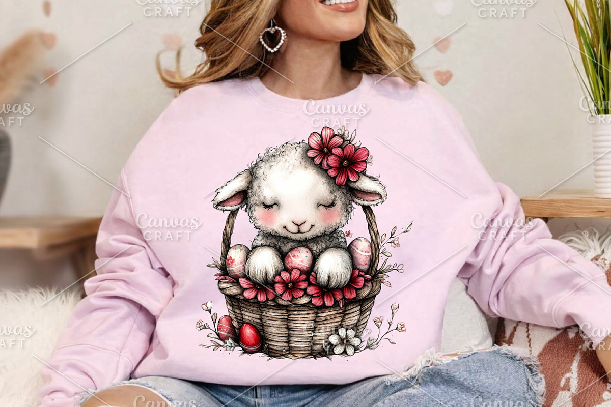 Whimsical Spring Lamb Clipart Bundle, an Illustration by Canvas Craft (Photo 4 of 7)