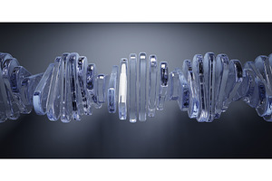 Blue glass DNA helix spiral on dark, a Technology Illustration by Marozhkastudio
