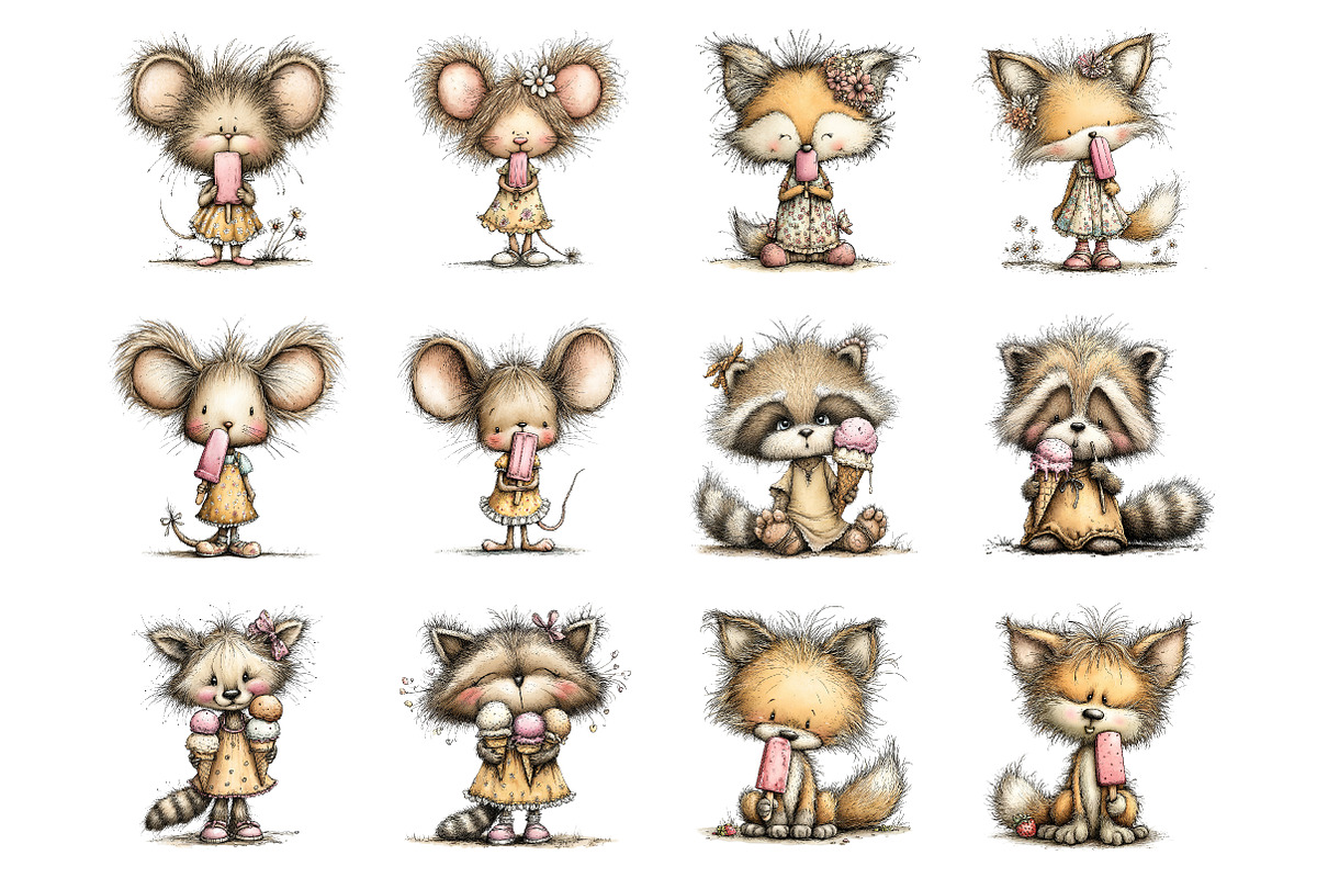 Whimsical summer woodland animals, an Illustration by SinaCreation (Photo 2 of 11)