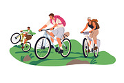 Happy people cycling on bicycles set, a Transportation Illustration by Good Studio (Thumbnail 6 of 11)