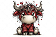 Highland Cow Valentine Clipart Png, an Illustration by Craft Nest (Thumbnail 7 of 11)