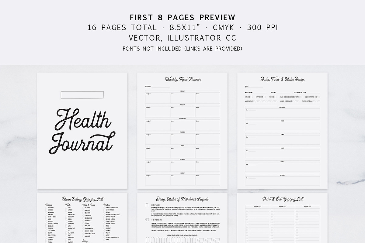 Fully Editable Health Journal, a Stationery Template by Cuppakeri (Photo 2 of 7)