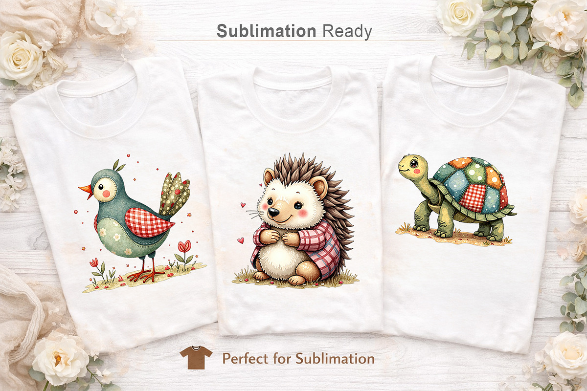 Patchwork Watercolor Animal & Gnomes, an Illustration by Artnoy (Photo 5 of 8)