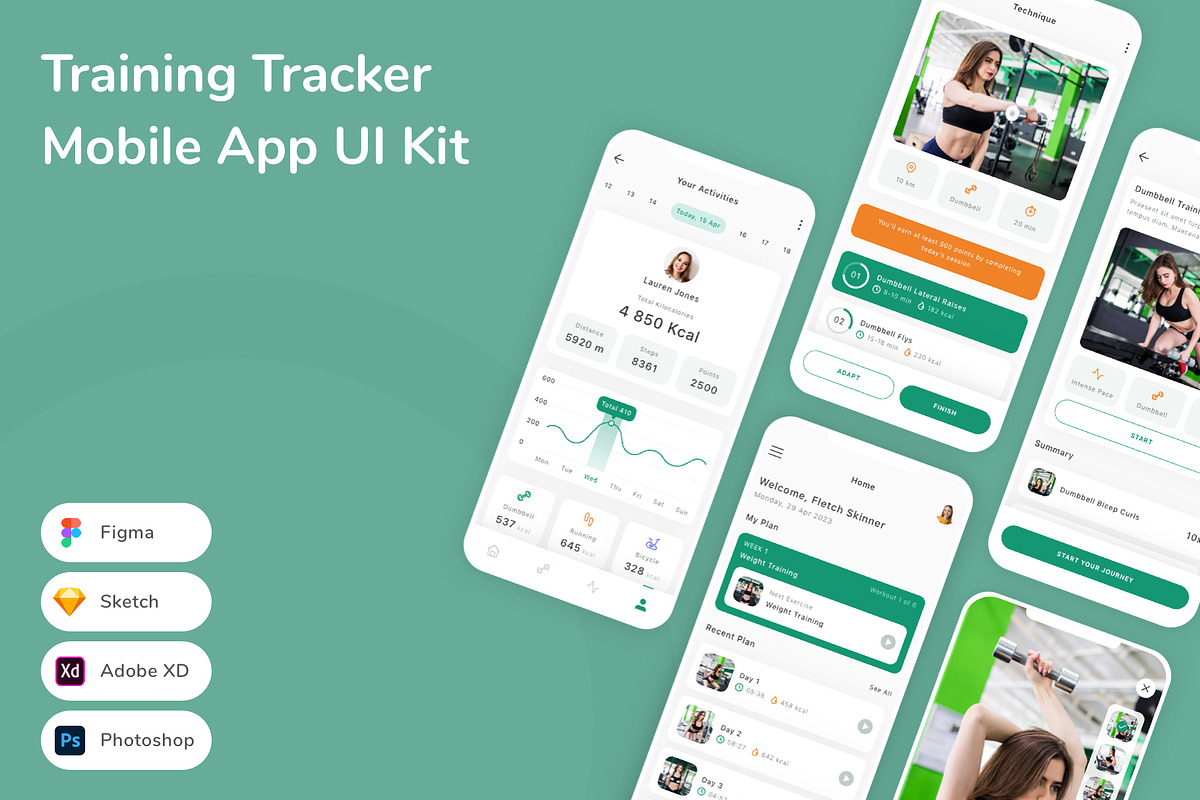 Training Tracker Mobile App UI Kit, an UI Kit Template by Betush