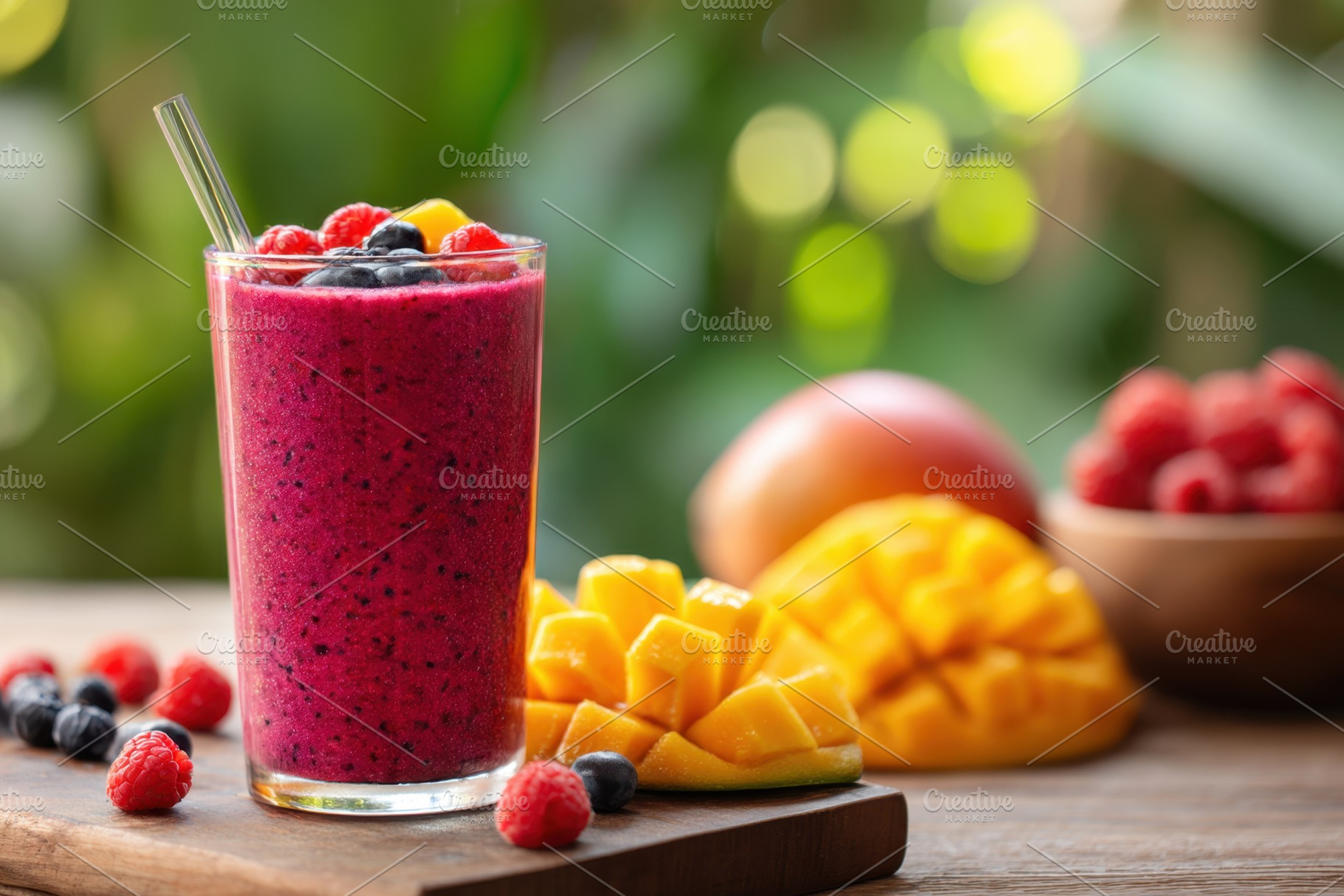 Refreshing berry smoothie in a glass, a Food & Drink Photo by AlyaAnd