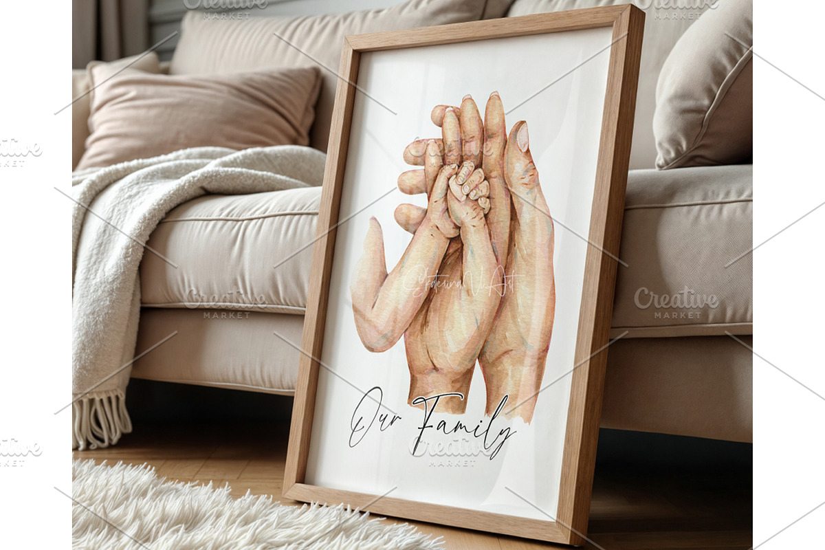 New Family Parents and Newborn Hands, a Person Illustration by EkaterinaViArt (Photo 4 of 5)