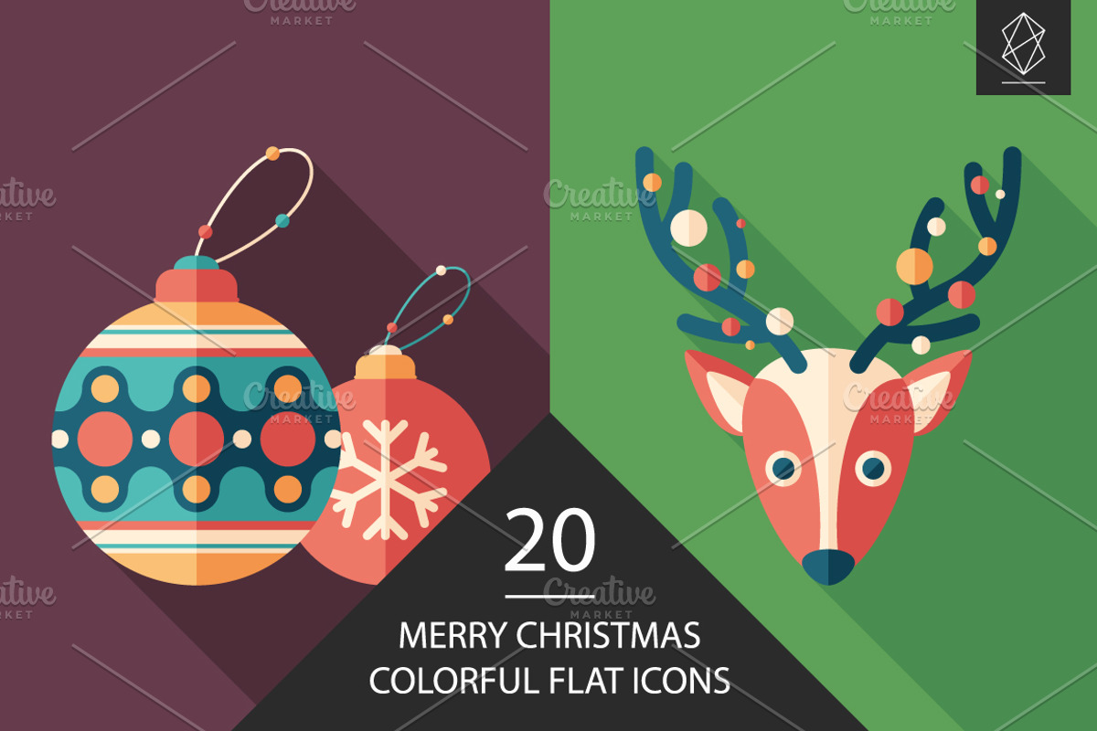 Merry Christmas flat square icon set, an Icon by Yury Velikanov (Photo 1 of 3)