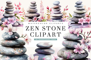 Zen Stones Spa Art Clipart Bundle