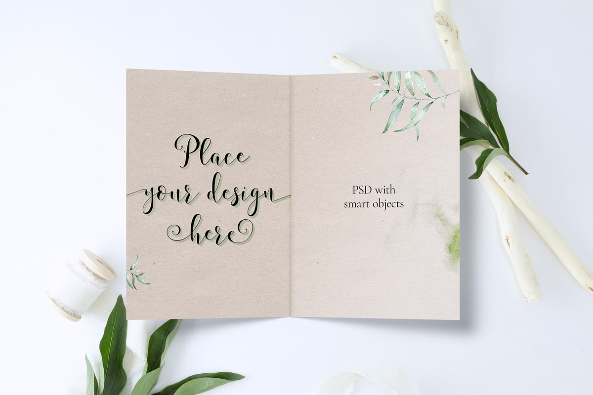 Peony leaves and 5x7 card Mockup, a Print Template by Alice Bluefox (Photo 9 of 9)
