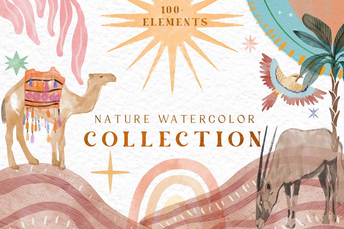 Watercolor Nature Clipart Set, an Animal Illustration by Neon Wild (Photo 1 of 16)