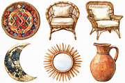 Watercolor Boho Interior Clipart, an Illustration by Craft Nest (Thumbnail 3 of 6)