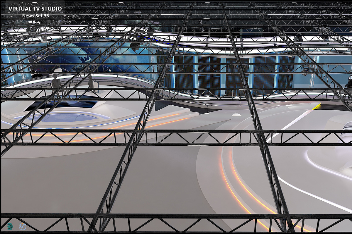 Virtual TV Studio News Set 35, an Architecture 3D Model by akerStudio (Photo 28 of 39)