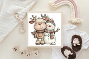 Christmas Reindeer Snowman Clipart, an Illustration by CraftArtStudio (Thumbnail 6 of 6)
