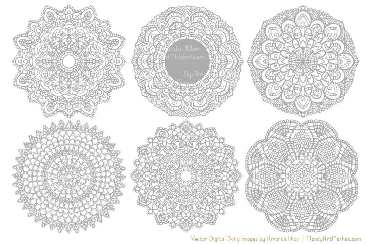 Grey Doilies Clipart & Vectors, an Illustration by Amanda Ilkov (Photo 4 of 4)