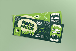 Halloween Monster Ticket, a Card Template by graphicook