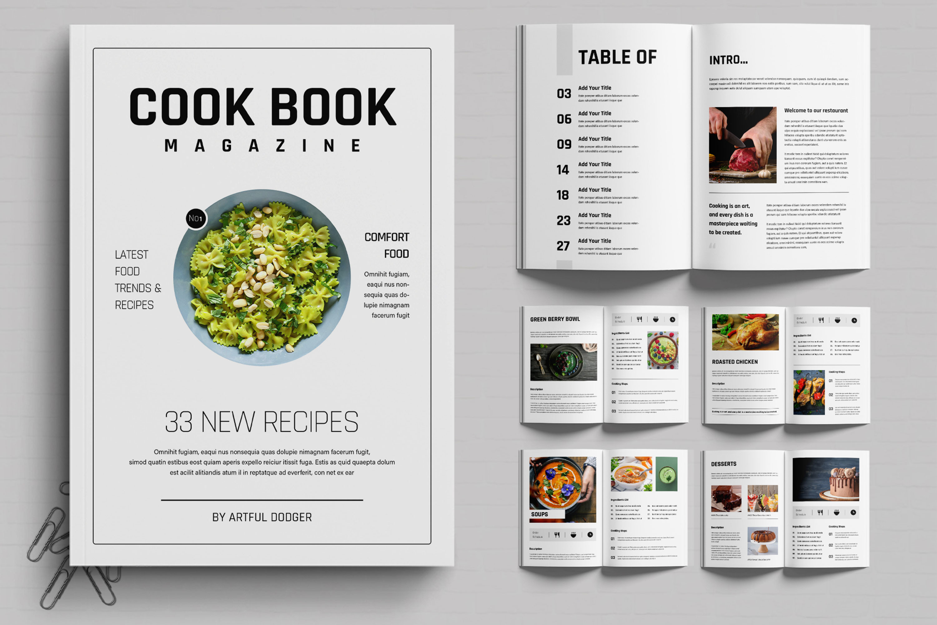 Modern Cookbook Magazine Template