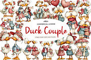 whimsical duck couple clipart, an Illustration by CreationArt (Thumbnail 1 of 5)