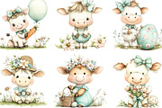 Whimsical Easter Cute Cow Clipart, an Illustration by Designking (Thumbnail 4 of 5)