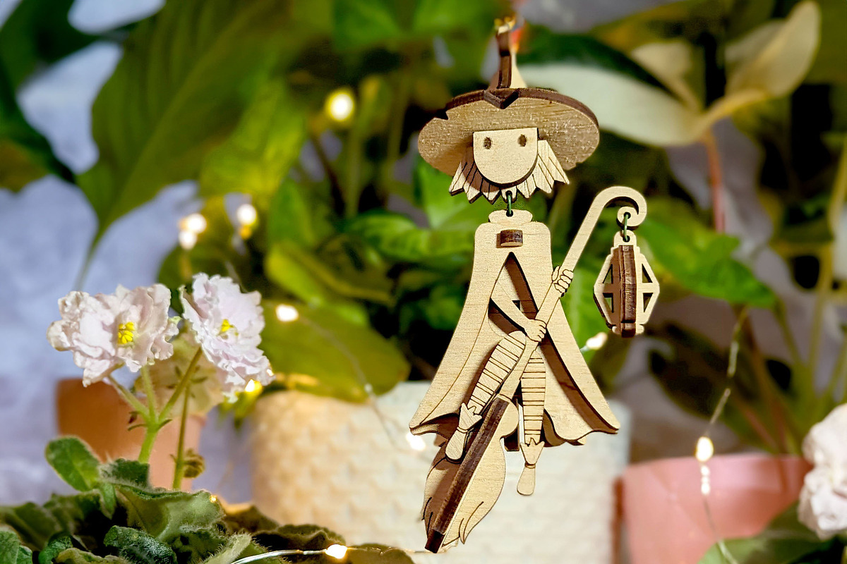 Halloween Witch Ornament - Laser Cut, an Object Graphic by VectorPainter (Photo 3 of 19)