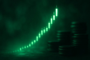 Finance concept with rising stock ch, a Photo by Dvoevnore photos