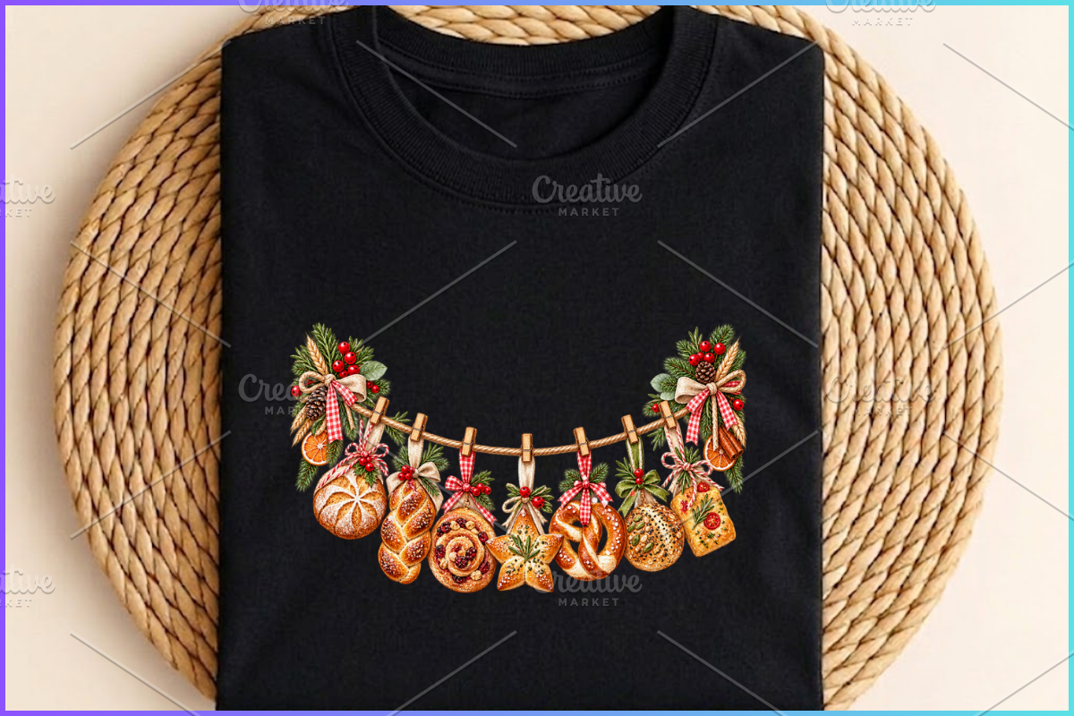 Christmas Bakery Clothesline Clipart, a Seasonal Illustration by Ink Gallery (Photo 10 of 11)