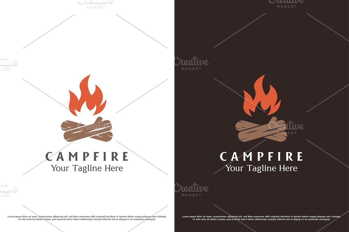 Camp Fire Wood Logo Design Icon, a Branding & Logo Template by Morvana Crew