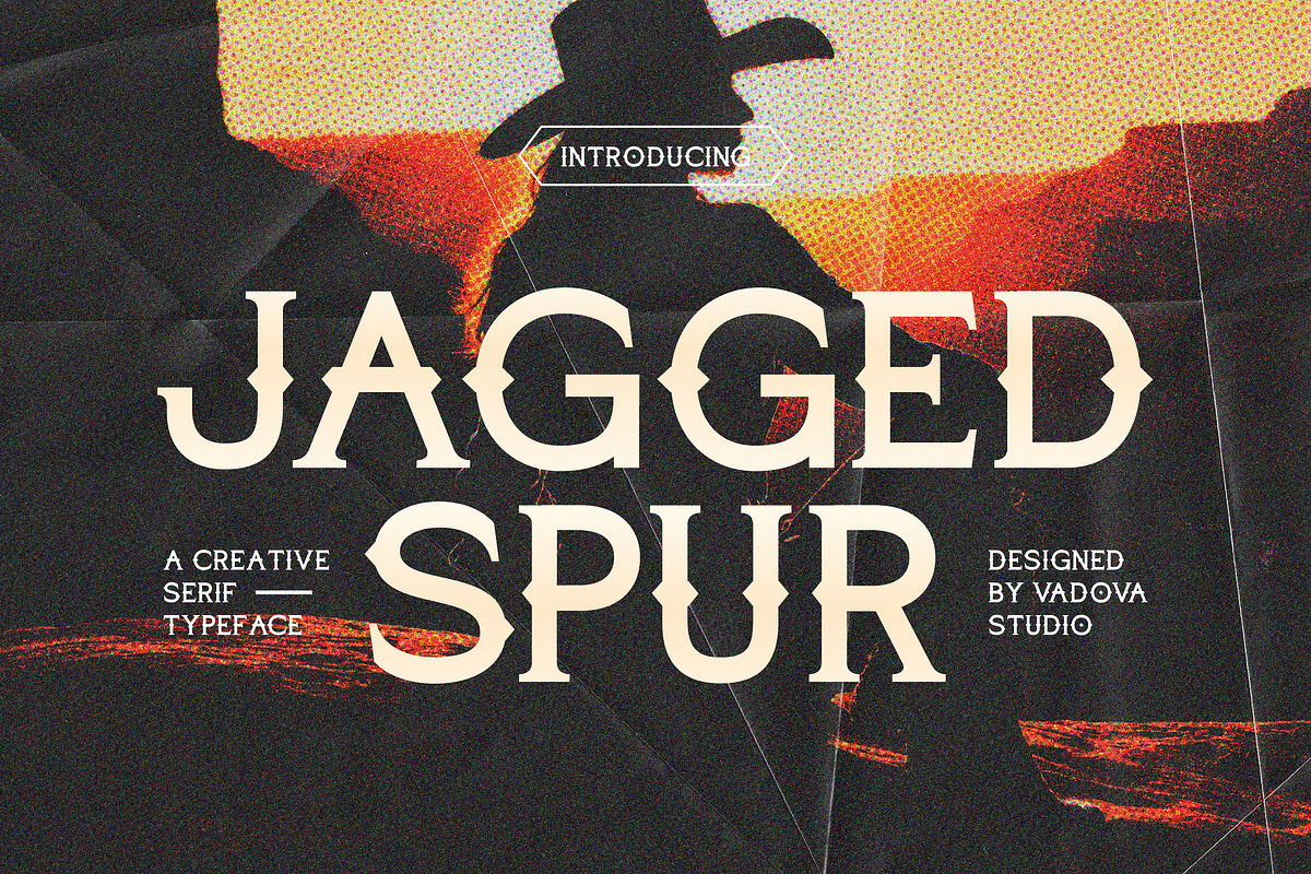 Jagged Spur – Western Typeface, a Slab Serif Font by Vadovastd (Photo 1 of 7)