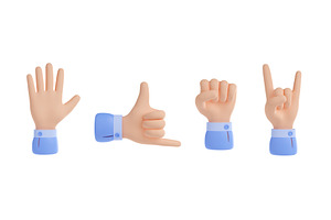 3d Render Hand Gestures Body