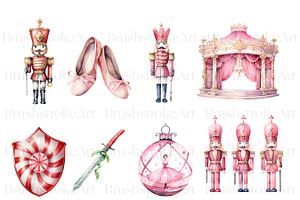 Watercolor Pink Nutcracker Clipart