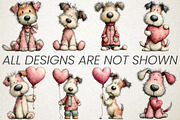 Whimsical Valentine Dog Clipart Set, an Animal Illustration by RobertsArt (Thumbnail 4 of 6)