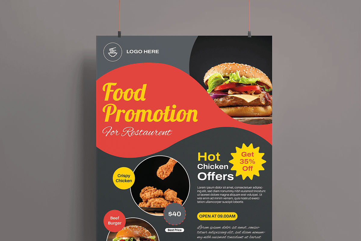 Food Promotion Poster Template, a Flyer Template by MightyDesign (Photo 2 of 8)