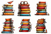 Back to School Book Stack Clipart, a Seasonal Illustration by Designworld (Thumbnail 2 of 8)