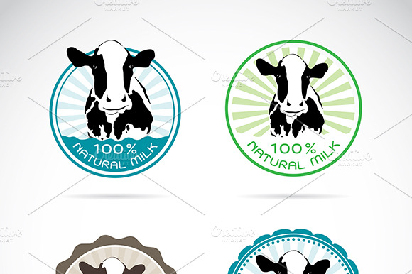 Set Of Vector An Dairy Cows Label