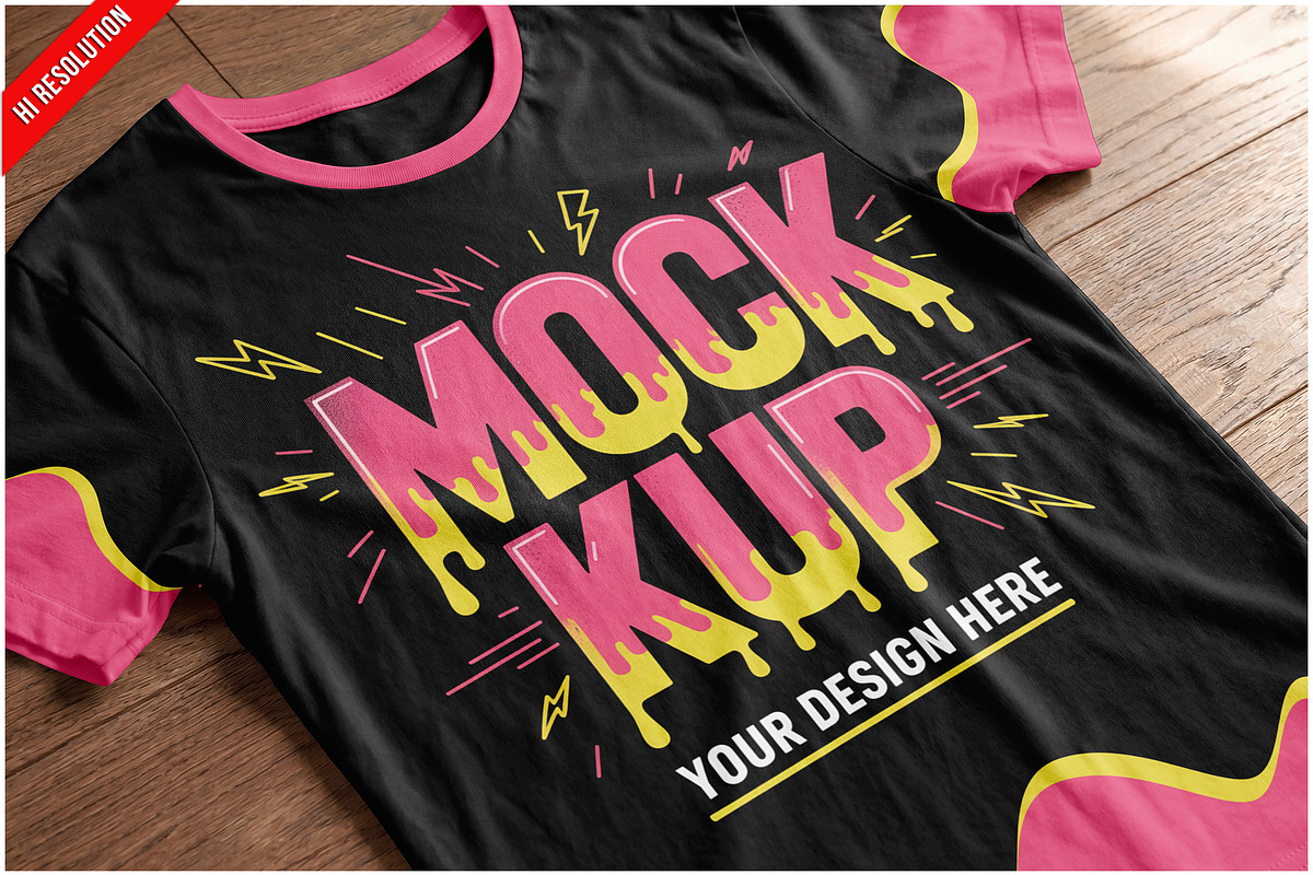 T-shirt On Wooden Floor PSD, a Shirt Mockup by Bruno's Shop (Photo 1 of 3)