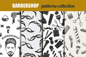 Barbershop Monochrome Patterns Set