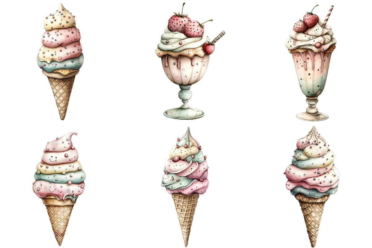 Whimsical Summer Ice Cream Clipart, an Illustration by DreamPrint404 (Photo 4 of 6)