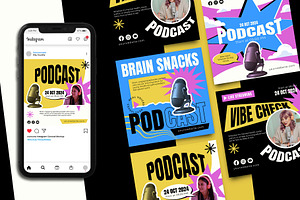 Podcast Instagram Post Template, a Social Media Template by Artnivora.Std
