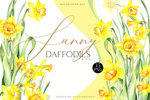 Watercolor Sunny Daffodils