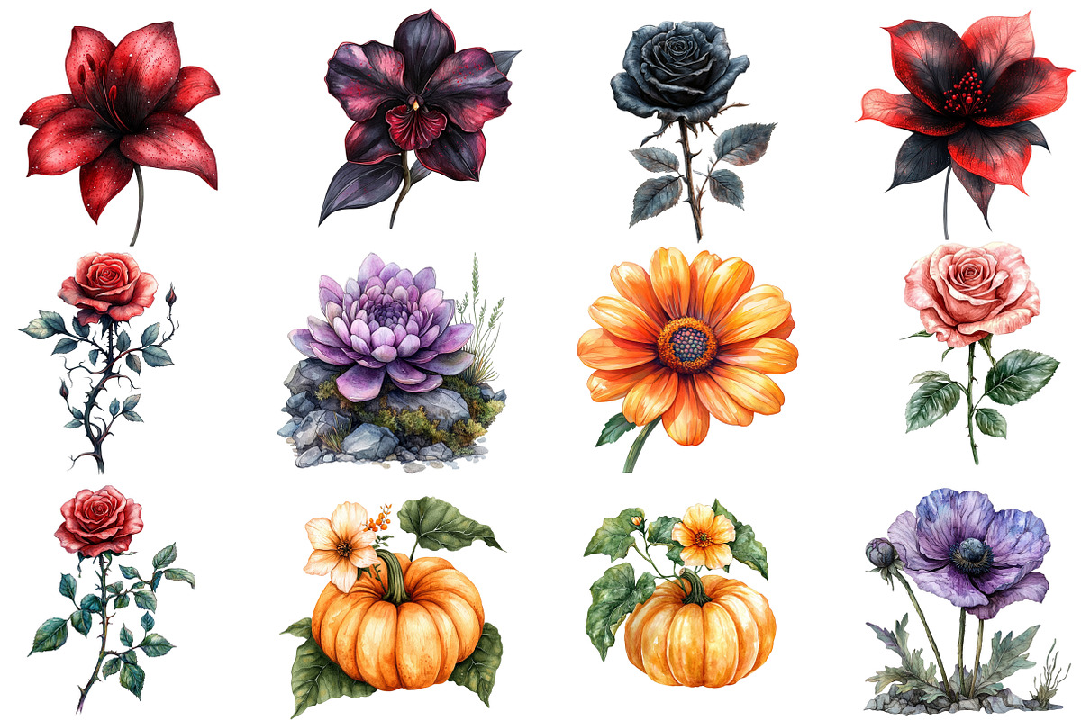 Halloween Flowers Clipart, an Illustration by Designworld (Photo 4 of 5)