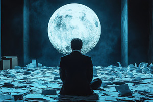 Alone with the Moon: A solitary figu, an Abstract Photo by Pixeness Studio