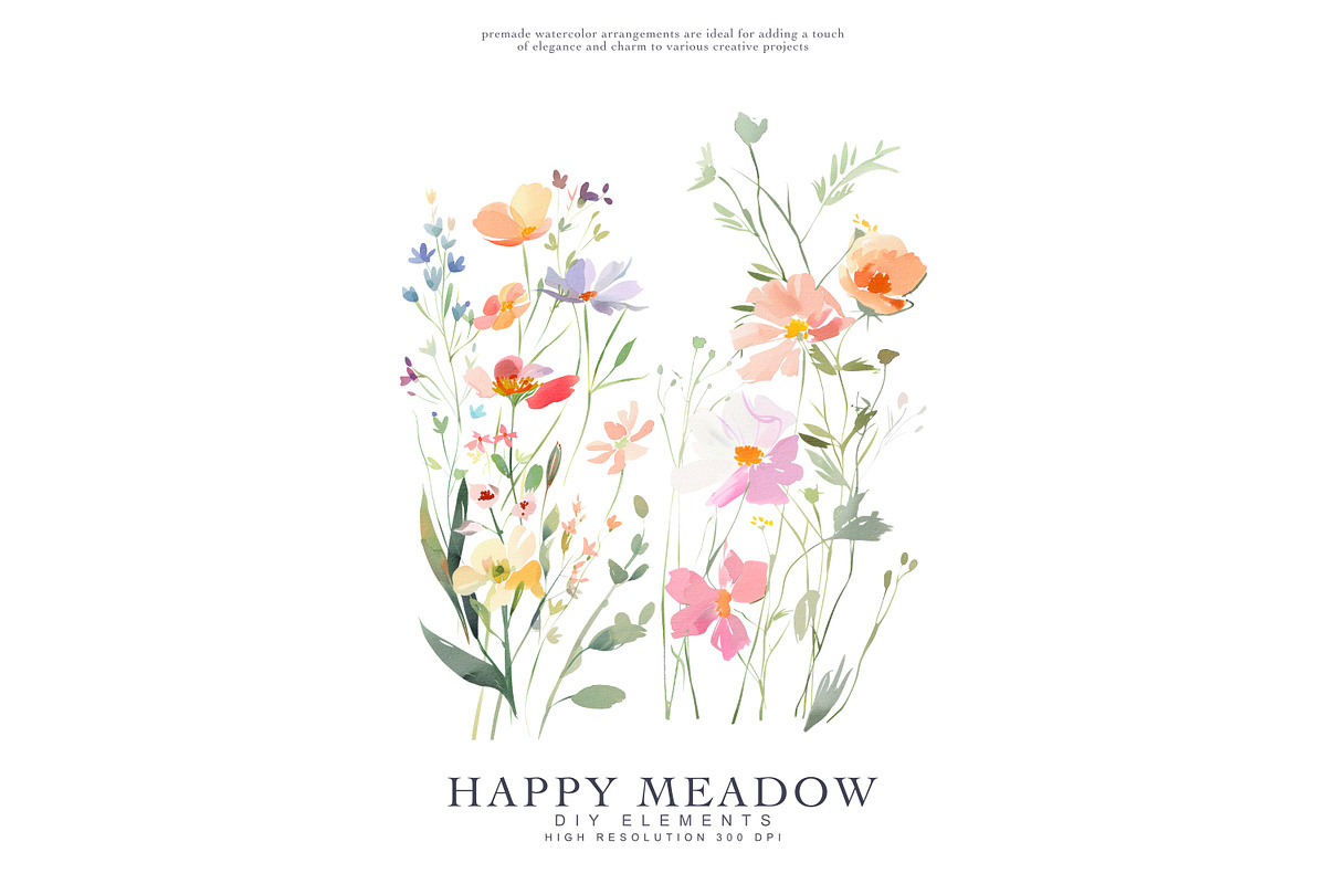 Watercolor Meadow Flower Clipart Set, a Decorative Illustration by Patishop Art (Photo 4 of 6)