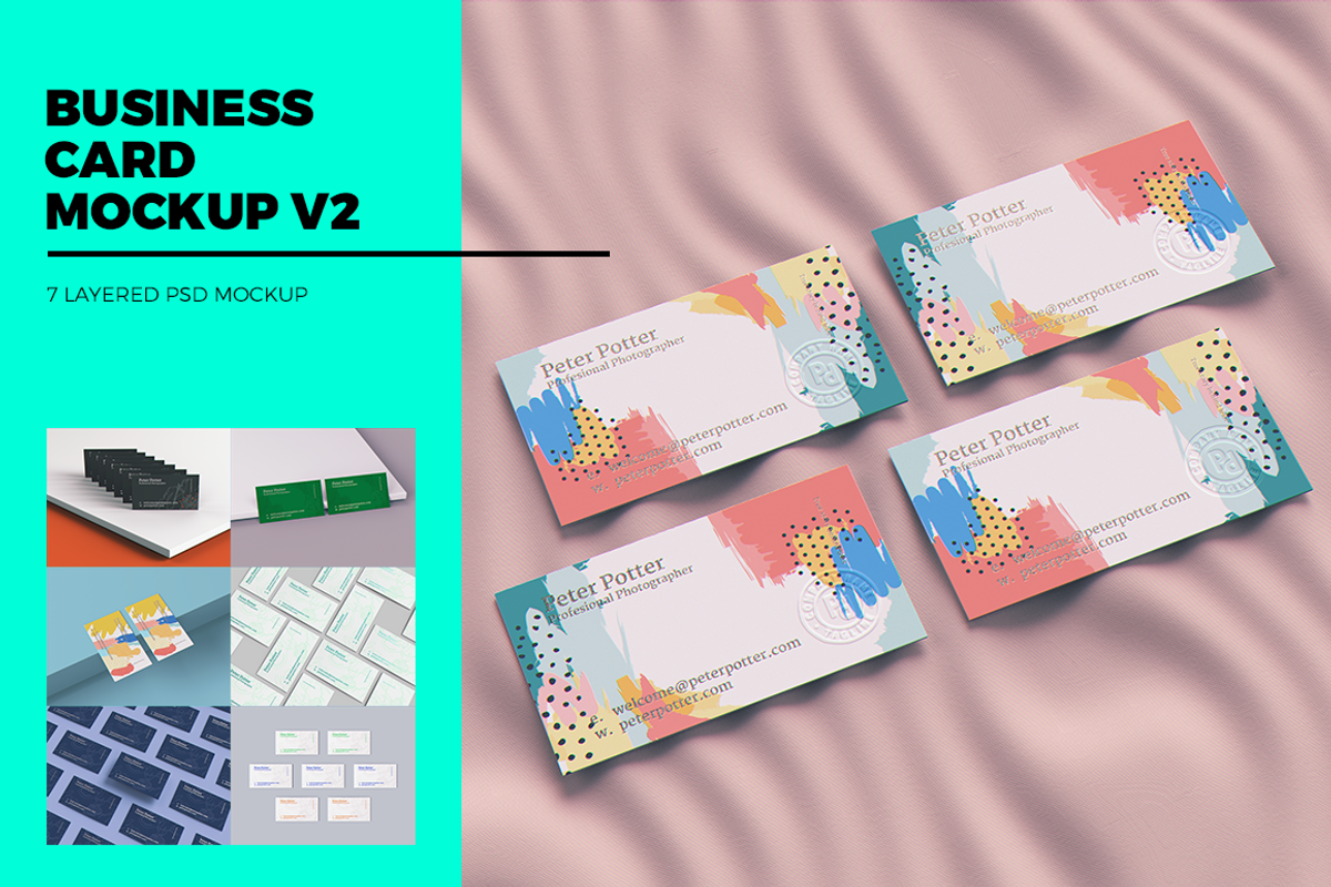 Business Card MockUp v2, a Print Template by coloformia (Photo 1 of 11)